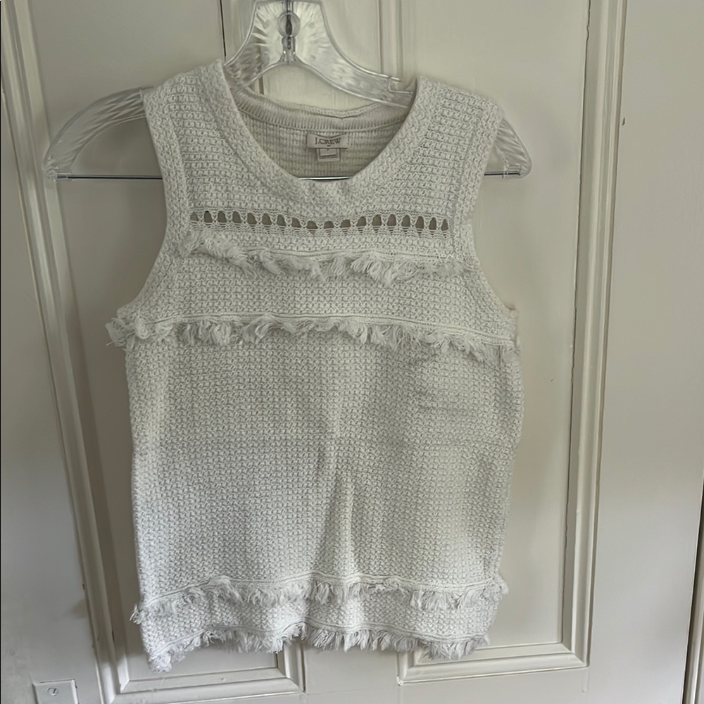 J.Crew Ivory Knit Sweater with Fringe